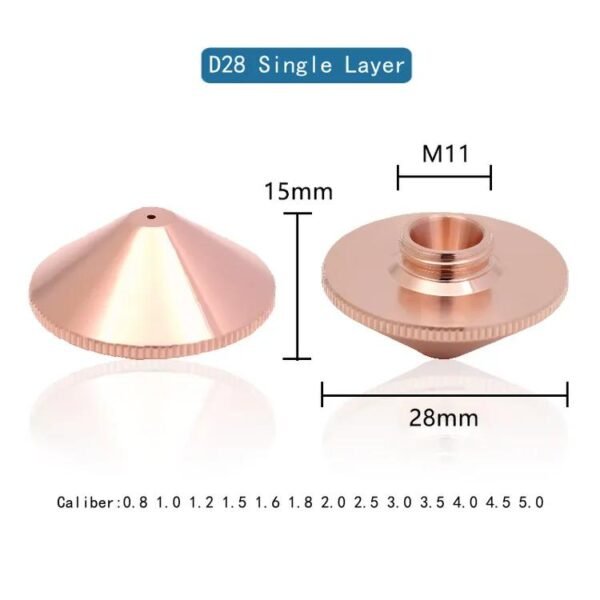 القطر الخارجي: 28 mm الارتفاع: 15 mm القلاوظ: M11 Single / Double فتحات متعددة من 0.8 إلى 4 أو 8 mm